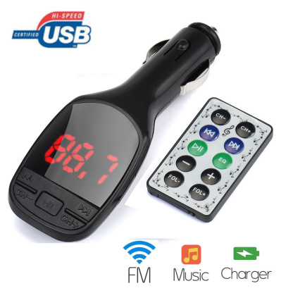 FM transmitter (auto MP3) USB a SD červený typ2